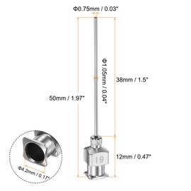 QUARKZMAN Pack of 12 19 Gauge Stainless Steel Dosing Cannulas, 1 1/2 Inch Metal Glue Needle Tube with Blunt Tip and Luer Lock for Viscous Materials, Ink, Glue, Lab Insert