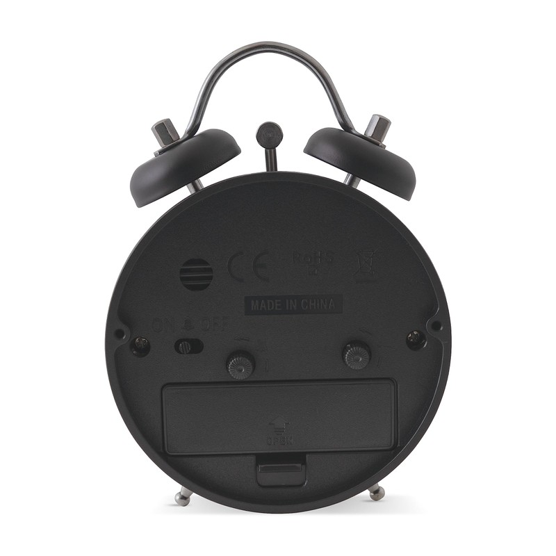 Acctim Shefford Analogue Faux Double Bell Small Alarm Clock (Black)