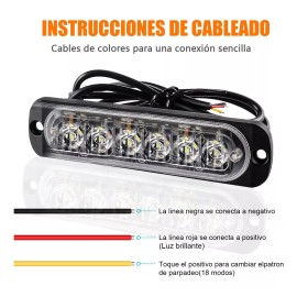 PUNKZZ Par Lateral Faro Led Barra Estrobo Patrulla 18 Función Auto