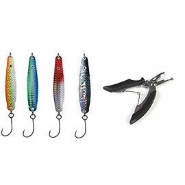 Jenzi Sea Trout Indicator Set Dega Jumper with Single Hook or Treble Choice of 4 25 g 8 cm Lars Hansen + Free Fishing Scissors (Set # 5)