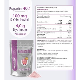 Myo Inositol y D-Chiro Inositol - Fórmula 40:1 - Suplemento Alimenticio En Polvo - 60 Porciones - Sabor Limón Rosa -Endulzado con Monk Fruit - Sin Azúcar - Sin Gluten - Suministro Para 2 Meses - FEMINOSITOL Suplemento en Polvo, 60 Porciones, Sabor Limón R
