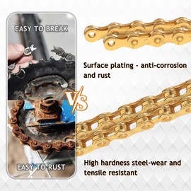 AEYINO 6/7/8/9/10/11/12 Speed Bike Chain,Bicycle Chain for Road Bike/E-Bike/Mountain Bike/MTB 1/2 x 11/128 Inch 116 Links with Quick Link,compatible with SHIMANO/SRAM/CAMPAGNOLO/KMC,Silver/Gold