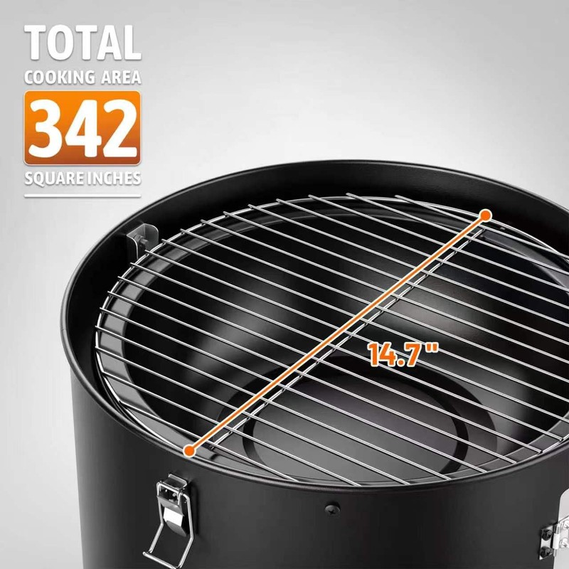 18 Inch Vertical Charcoal Smoker, 3-in-1 Heavy Duty