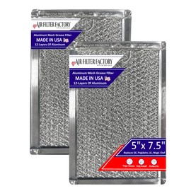 12-Layer Air Filter Factory 5" x 7.5" Pull Tab Microwave Grease Filter Replacements For Many GE, Frigidaire, Magic Chef & LG Microwave Oven Models Filter Set Of 2 (Pull Tab Short Side)