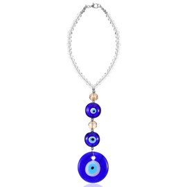 Shimmeroo Evil Eye Car Charm Hanging Ornament,Evil Eye Decor Rearview Mirror Hanging Accessories for Rear View Mirror Window Door Decorative Accessories (Blue,Round Shape)