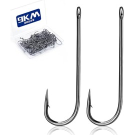 9KM DWLIFE Crappie Panfish Fishing Hooks-100pcs Aberdeen Hooks Long Shank Light Wire for Sunfish Small Bass Trout Freshwater Size 2#