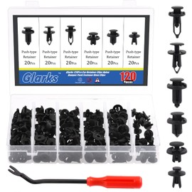 Glarks 121Pcs 6.8mm 8mm 8.5mm 10mm Car Retainer Clips Nylon Bumper Push Fastener Rivet Clips Door Trim Panel Clips with Fastener Remover Assortment Kit for GM Ford Honda Toyota