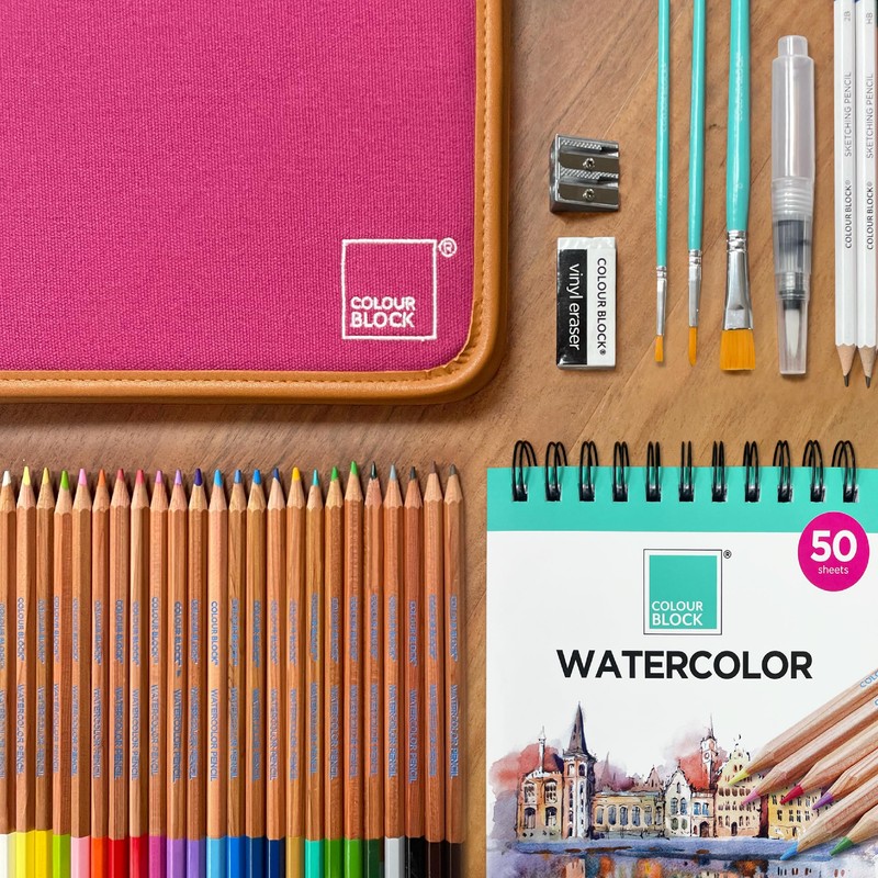 COLOUR BLOCK Watercolor Pencil Travel Art Set I 34pc Professional