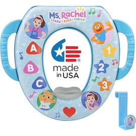Ms. Rachel Soft Potty Seat With Storage Hook - Potty Training Seat - Soft Cushion, Easy Grip Handles, Baby Potty Training, Safe, Easy to Clean, Fits Most Toilet Seats