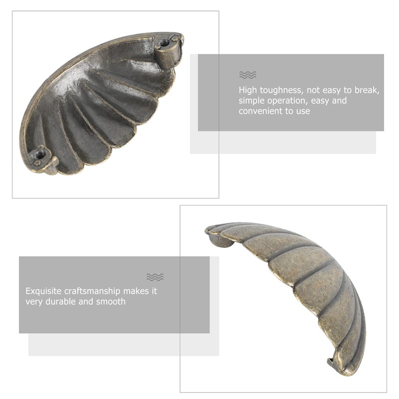 Cabilock 6Pcs Shell Furniture Pulls Antique Drawer Knobs Cup Decorative