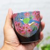 Tea Cup Stylish Kutani Ware Yunomi Kanzakura Flower and Bird