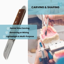 3 Pcs Dental Plaster Alginate Knife 12R Stainless Steel Wax Modeling Lab Mixing Spatula with Wooden Handle Laboratory Restorative Instruments