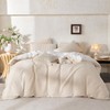BUPIRD Queen Size Comforter Set Beige Striped 100% Soft Washed