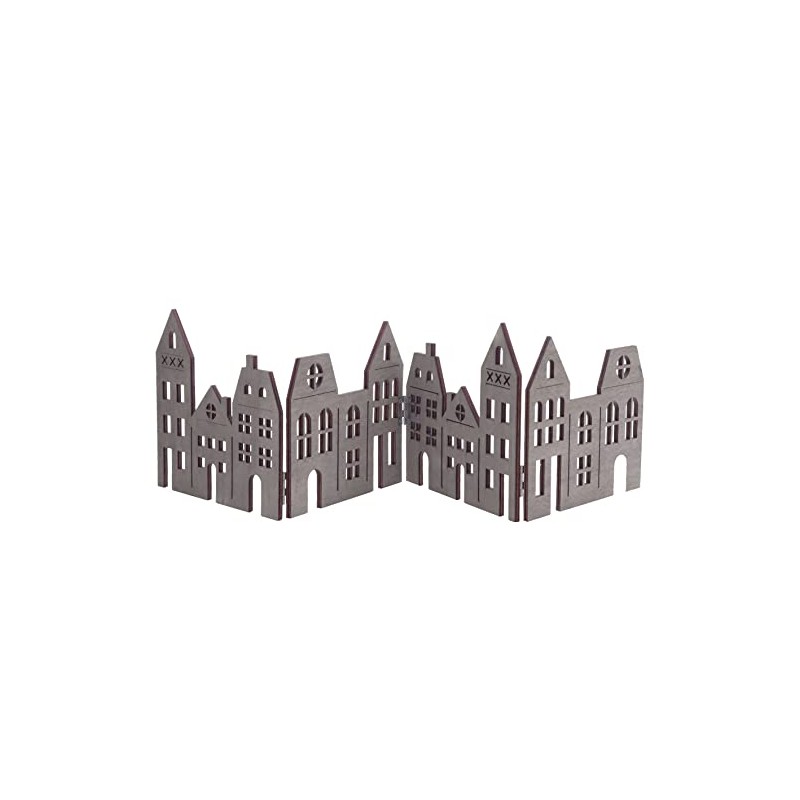 Decorative House Row Skyline Approx. 60 cm - Grey Wiped