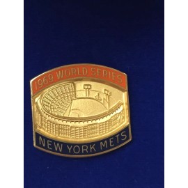 1969 New York Mets World Series Press Pin Balfour Box COA & Papers