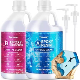 Teexpert Crystal Clear Epoxy Resin Kit 1 Gallon Self-Leveling Coating & Casting