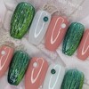 Green Tea Latte Handmade Nail Tips - Almond S /