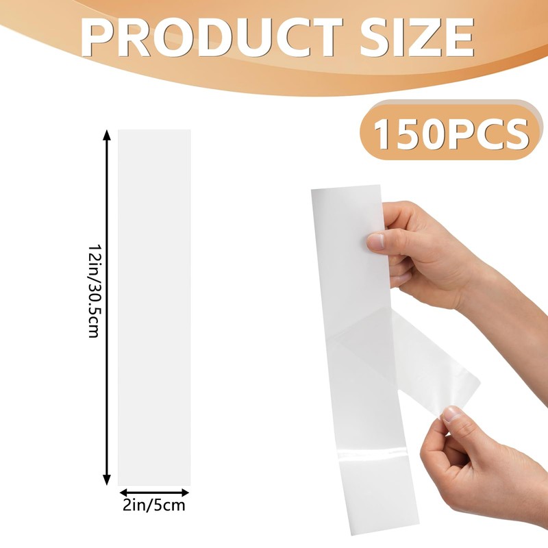PAJIXANTHIC 100 Pack Precut Return Tape Strips 2"x12" Precut Clear
