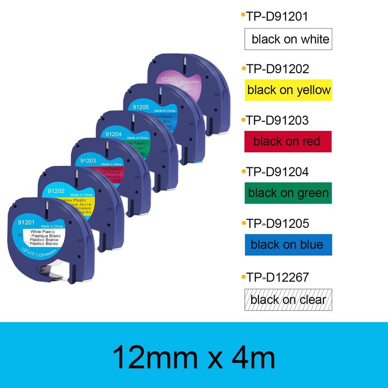 Doree (6 Pack) dymo letratag colourful 16951 91221,91222,91223...Compatible Letratag label