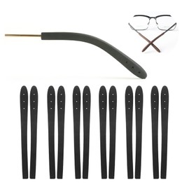 KECHIO Temple Tips for Eyeglass Anti Slip Glasses Ear Grip Pieces Tube Sleeve Comfort Glasses Arm Replacement for Thin Metal Eyeglass 6Pairs,Black