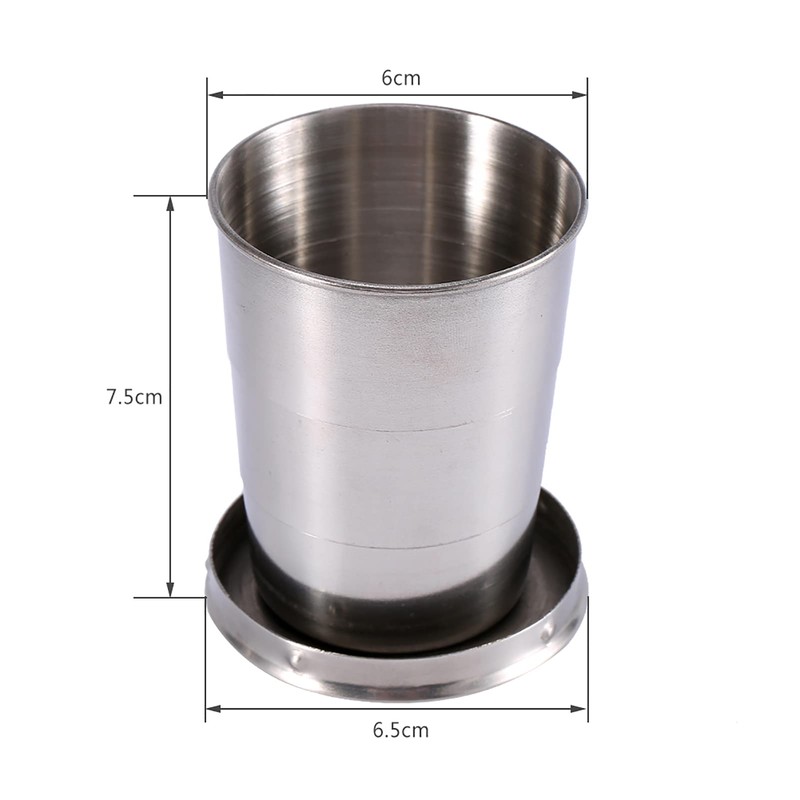 Travel Folding Cup Stainless Steel Cup Camp Keychain Design Retractable