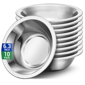 Offiper 304(18/8) Stainless Steel Mixing Bowls for Kitchen, 10 Pack 6.3" 13.67 fl.oz Metal Mixing Bowls Set Stackable for Baking Serving Cooking Food Prep Storage Dishwasher Safe Heavy Duty