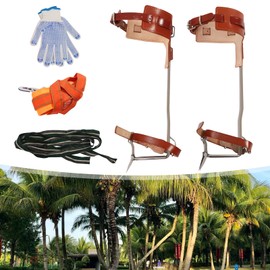 WANLECY Tree Climbing Spike Set, Double Teeth Stainless-Steel Tree Climbing Gear with Adjustable Safety Straps Belt and Ankle Straps for Tree Work