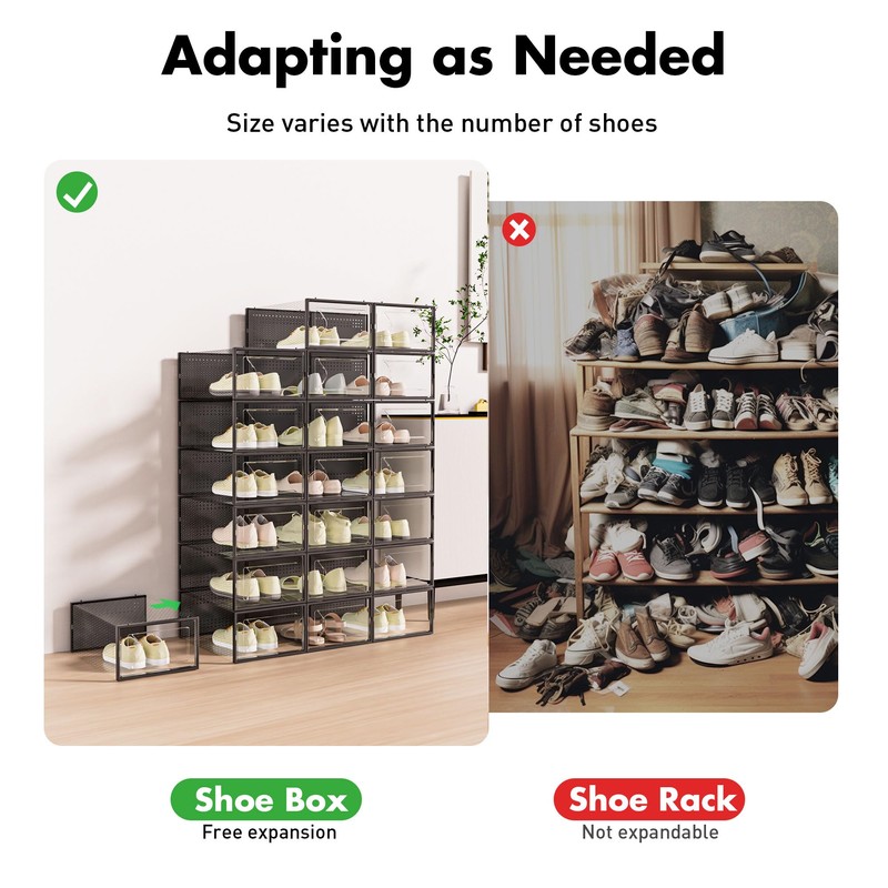 Foluck Shoe Storage Box, 15 Pack Clear Plastic Stackable Shoe