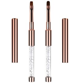 Oval & Flat UV Gel Nail Brush Rhinestone Handle Nail Art Design Brushes Nail Drawing Pen Gel Brushes for Nails, Size 8