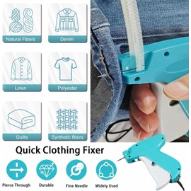 Fine Stitch Gun Kit for Clothes, Tagging Gun for Clothing, Quick Easy Stitch Sewing Hemming Gun Cloth Fixer Gun with 2 Needle, 1500 Black and 1500 White Micro Fasteners