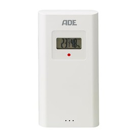 ADE Outdoor Sensor WS1002 for Weather Station Replacement | 3 Channels | with Display | Compatible with ADE WS2301, WS2302, WS2105, WS2211 | White