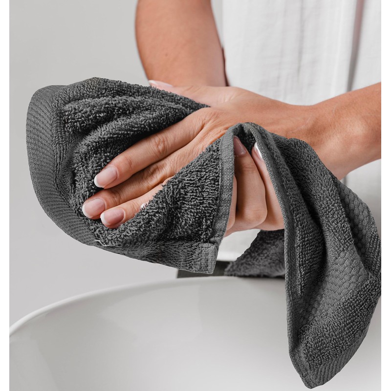 White Classic Luxury Washcloths for Bathroom-Hotel-Spa-Kitchen-Set - Circlet Egyptian Cotton