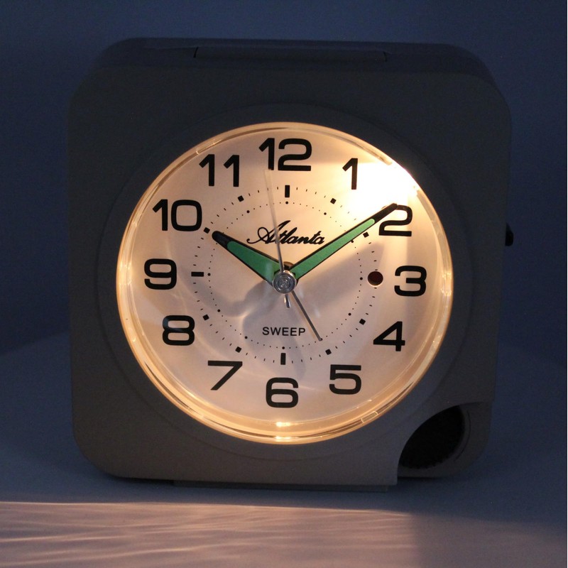 Atlanta Quartz Alarm Clock without Ticking Light Snooze Alarm Indicator