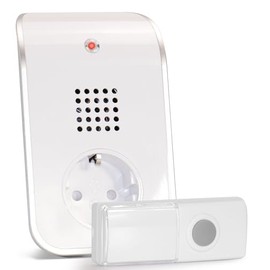 HEIDEMANN Wireless Bell Set HX Curve - Expandable Bell with Socket Connection - Wireless Bell - Includes Transmitter and Receiver - HX Doorbell - White