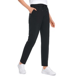 CRZ YOGA Womens 4-Way Stretch Pants Tall 29" - Sweatpants Travel Outdoor Workout Athletic Pockets Trousers Black Medium