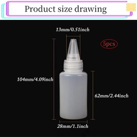 5 Pcs Plastic Squeez Liquid Dropper Fill Bottle,Needle Applicator Tip Bottles,Needle Glue Bottle,Plastic Bottles,Small Empty Squeeze Bottles