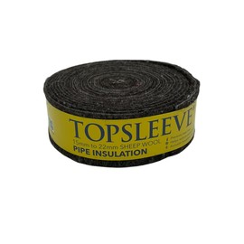 Topsleeve Pipe Insulation Lagging for 15mm and 22mm Copper Plastic Pipe Natural Sheep Wool 7.2 Metre Roll