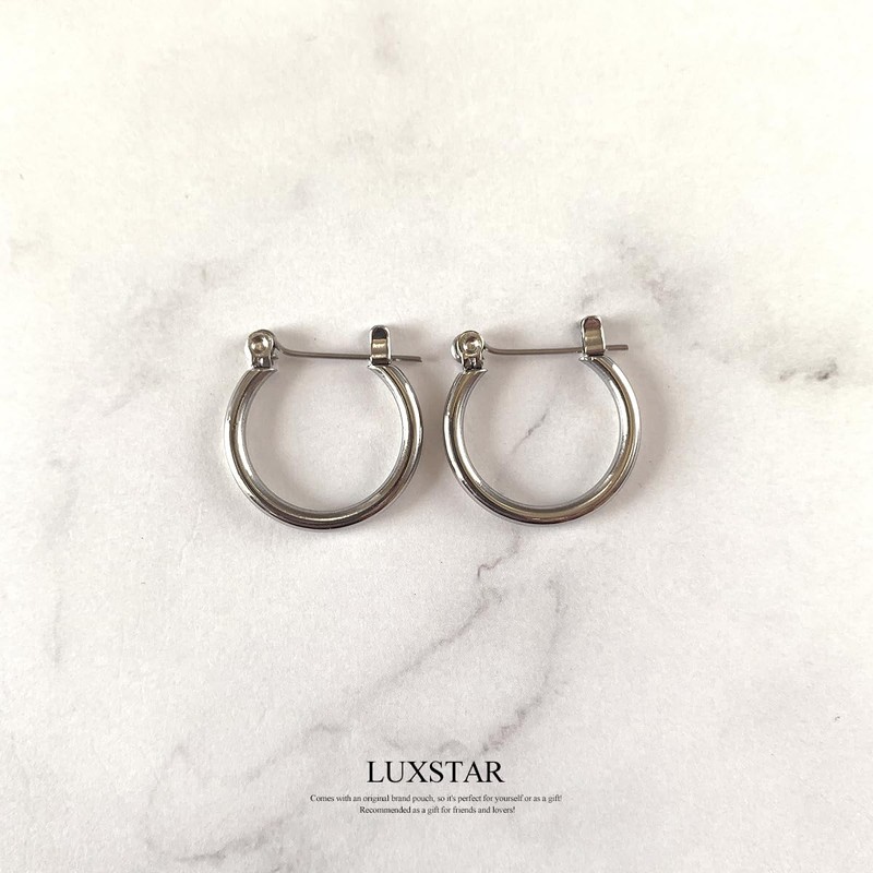 LUXSTAR Ring, Earrings, Hoop, Men's, Women's, Thin 0.08 inch (2