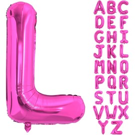 40 Inch Large Hot Pink Letter L Balloons Alphabet L Letter Balloons Foil Mylar Letter A Balloons for Birthday Party Anniversary New Year Graduation Wedding