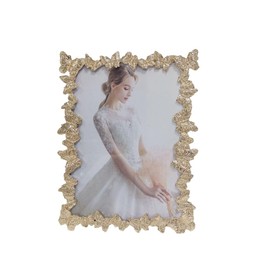 Xshelley 5 x 7 Inch Modern Simple Butterfly Metal Photo Frame, for Vertical and Horizontal Display on Tabletops, Home Decor (Golden)