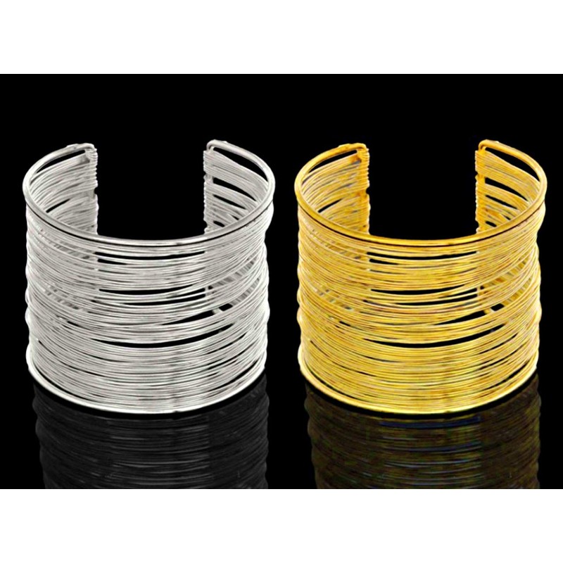 T Waikikaku Coil Women's Wide Silver Casual Accessory Bangle, Zinc,