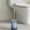 Decorative Glass Toilet Brush and Holder Set, 14.8 inch Height,