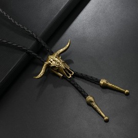 LHUOSN Bolo Tie Rodeo Cowboy Leather Necktie Western Bolo Tie for Men Costume Accessories for Native American Bolo Ties Women (Cow)