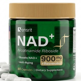 Suplemento NAD+ de 1800 mg con trans-resveratrol 400 mg – Nicotinamida de alta potencia y vitamina B3-120 cápsulas para antienvejecimiento, energía ce