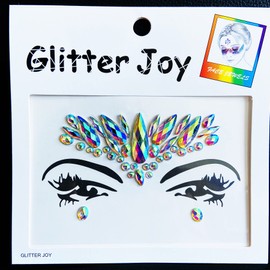 Face Gems Jewels, Festival Face Jewels Tattoo Stickers, Body Gems Stick on Face, Body Gem Temporary Face Tattoos for Festival, 6-Pack,AB-Color