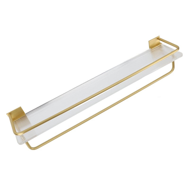 50cm Shower Caddy Wall Mount Shelf with Towel Hanger Acrylic