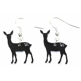 Miniblings Reh Ohrringe Hänger Rehkitz Weihnachten Acrylglas schwz Löcher - Handmade Modeschmuck I Ohrhänger Ohrschmuck versilbert