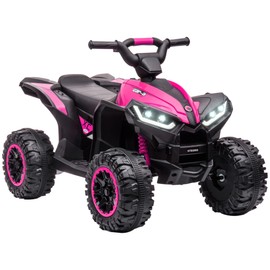 Aosom 12V Kids ATV Quad Car with Forward & Backward Function, Four Wheeler for Kids with Wear-Resistant Wheels, Music, Electric Ride-on ATV for Toddlers Ages 3-5 Years Old, Pink