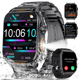 ESFOE Reloj Inteligente Hombre,1.91" HD Smartwatch con LED Linterna, Llamadas Bluetooth,430mAh IP68 Impermeable Smartwatch Militar Hombre,100+ Modos Deportivos,Pulsómetro SpO2 Android iOS