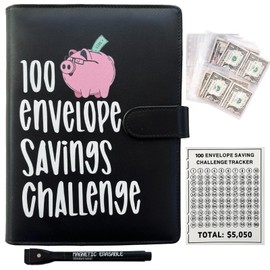 Piggy Bank Cover Design 100 Envelopes Money Saving Challenge, Money Saving Binder with Erasable Pen, Savings Book, 100 Envelope Challenge, 100 Envelope Savings Challenge, Money Challenge Binder